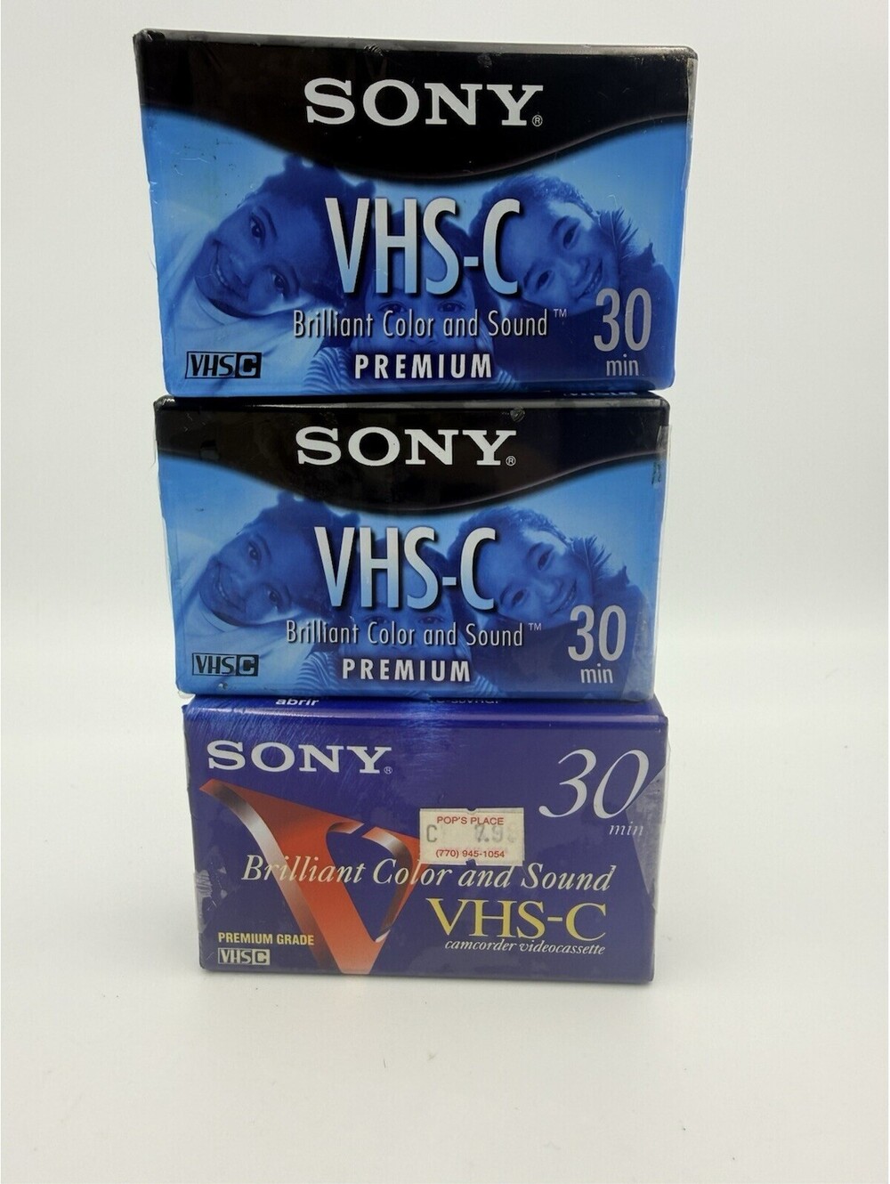 Sony VHS-C 3-pak 30 minute cassettes VTG NOS Sealed